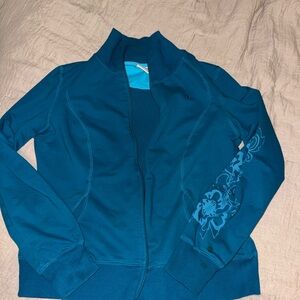 Athletic Works Teal Jacket with Floral Accents
